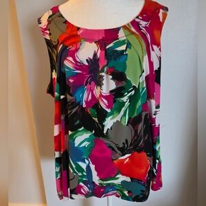 Jones Studio Colorful Floral Sleeveless Blouse
